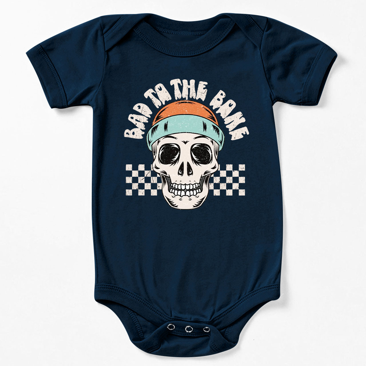 Bad To The Bone Skull Halloween Baby Bodysuit