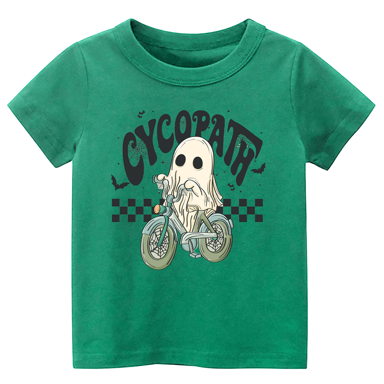 Funny Ghost On Bike Kids Halloween Tee