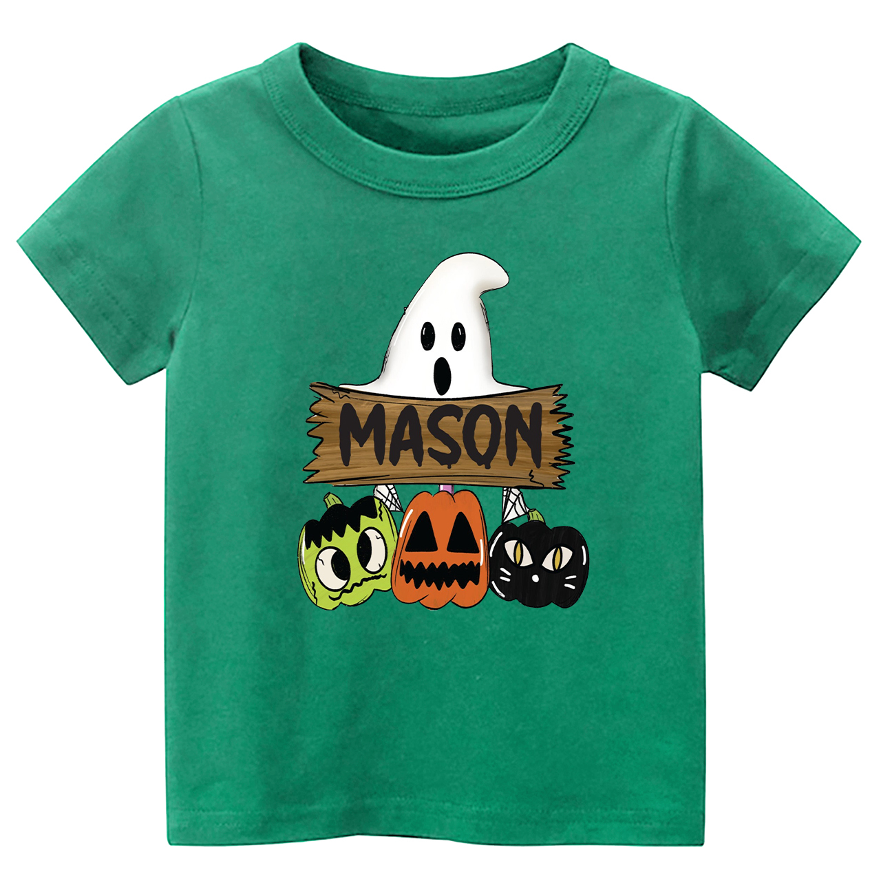 Custom Fall Halloween Pumpkin Cat Kids Shirt 