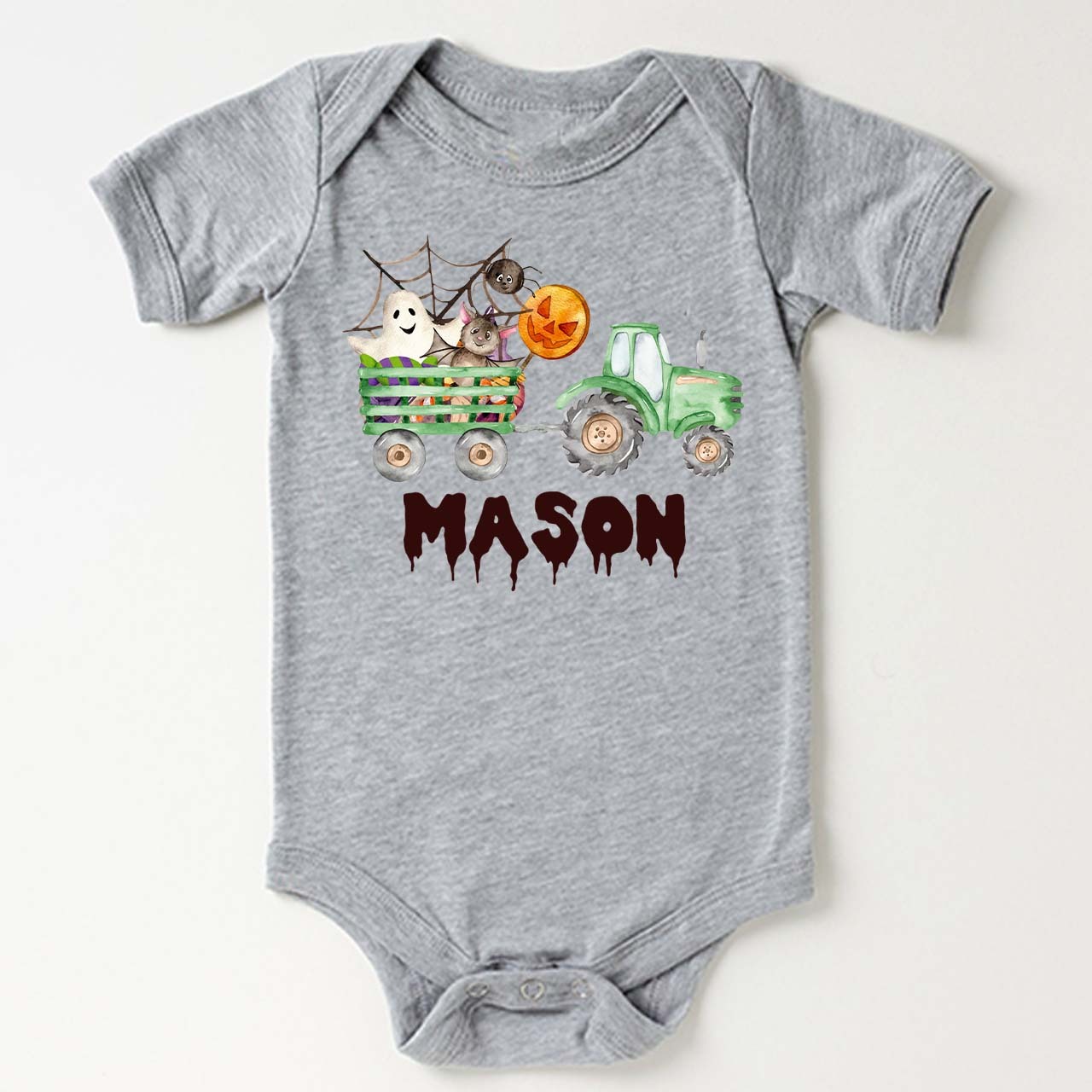 Custom Green Tractor Halloween Bodysuit For Baby