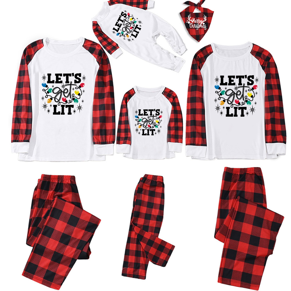 Let's Get Lit Christmas Family Matching Pajamas