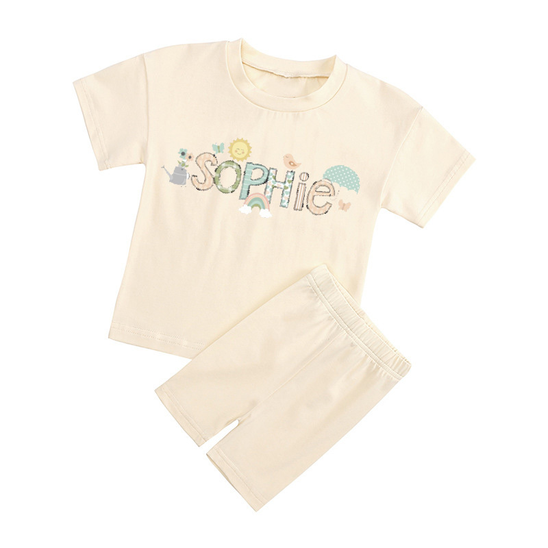 Personalized Doodle Alphabet Bundle Toddler Biker Shorts&Tee