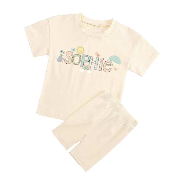 Personalized Doodle Alphabet Bundle Toddler Biker Shorts&Tee