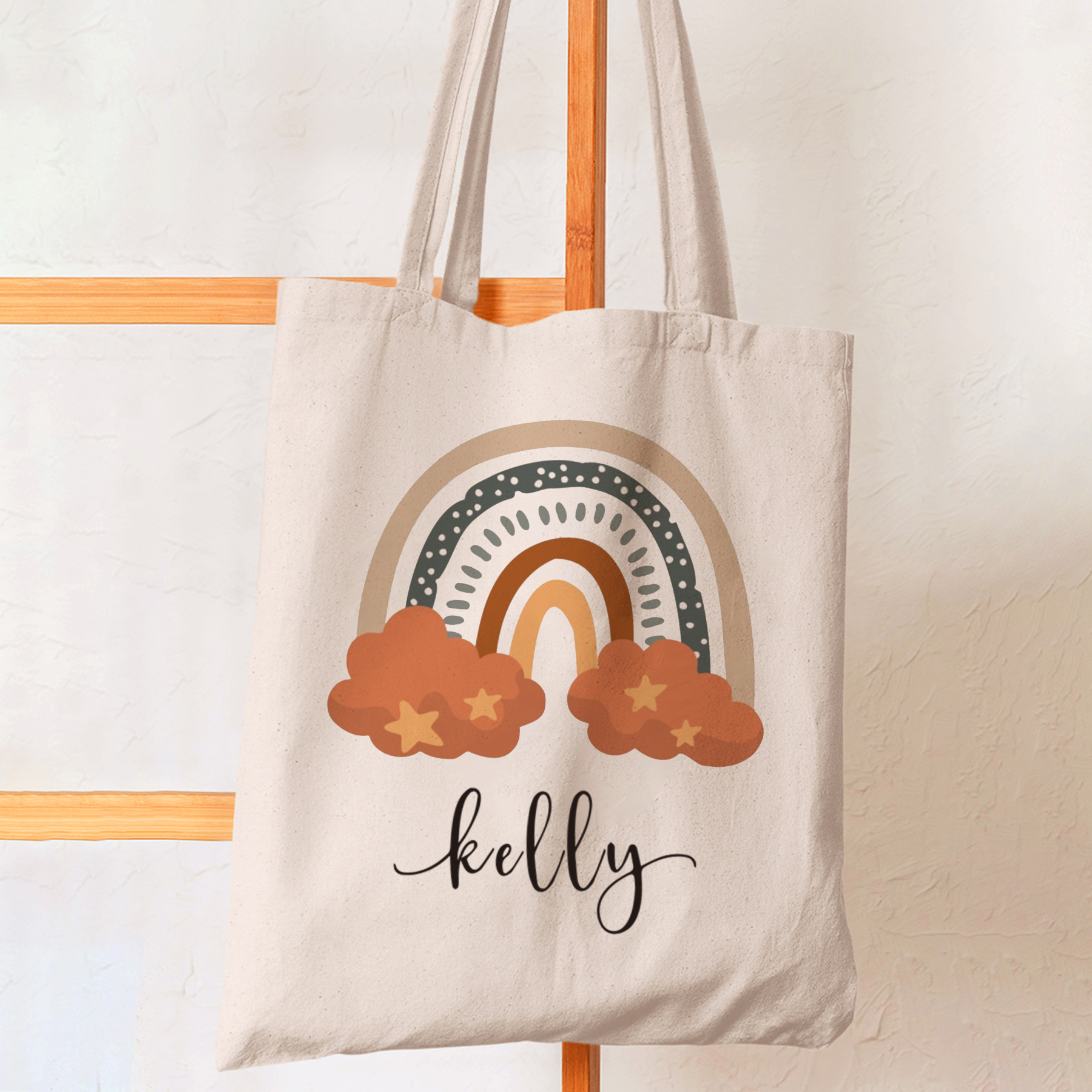Personalized Terracotta Kids Name School Tote Bag