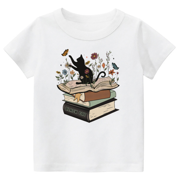 Halloween Playful Cat Flower Retro Kids Shirt 