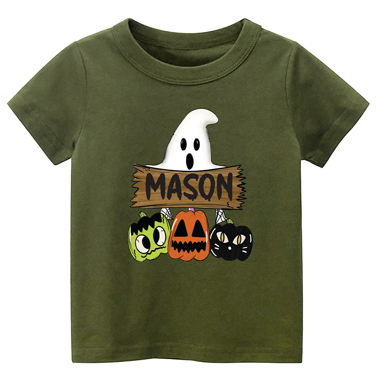 Custom Fall Halloween Pumpkin Cat Kids Shirt 