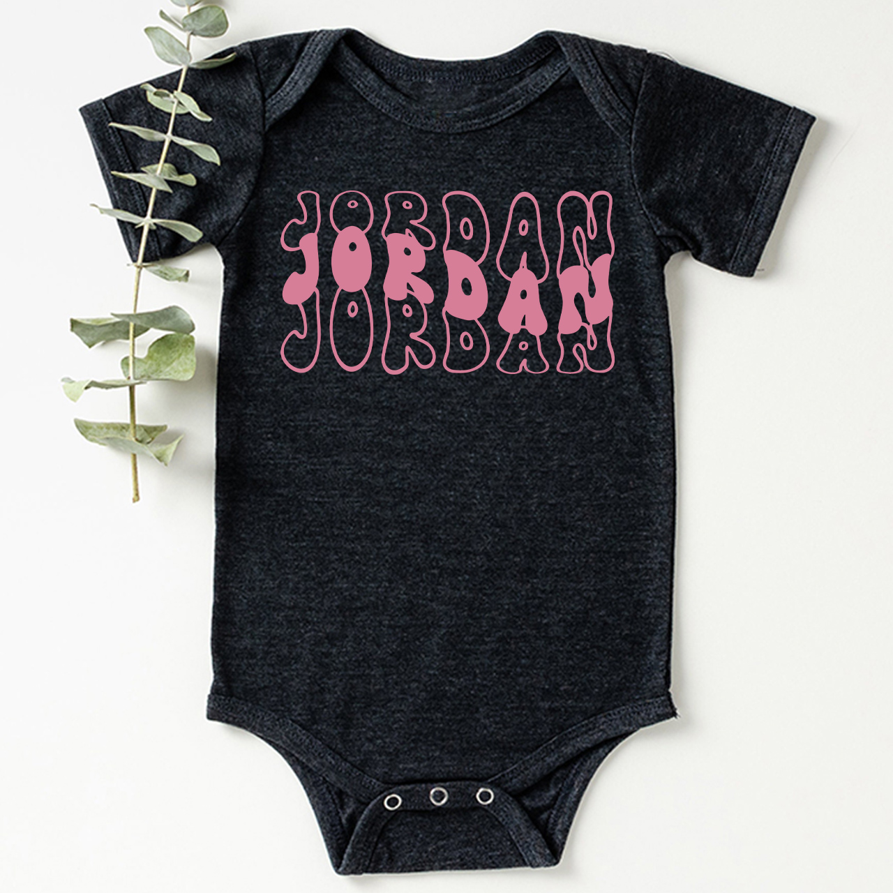 Custom With Retro Wavy Name Bodysuit For Baby