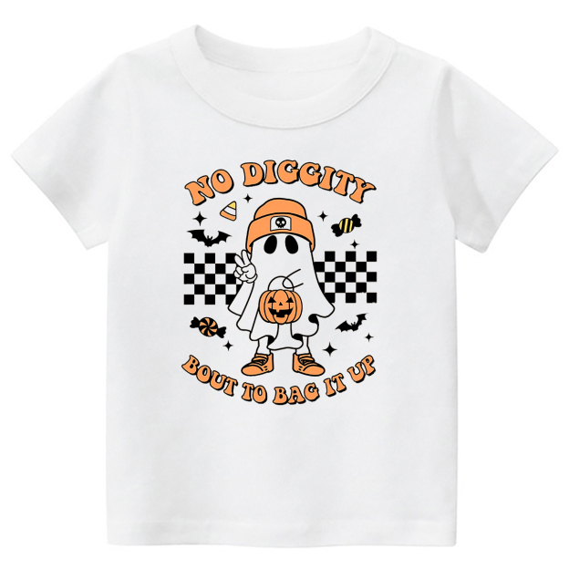 Halloween No Diggity Bout To Bag It Up Kids Shirt 
