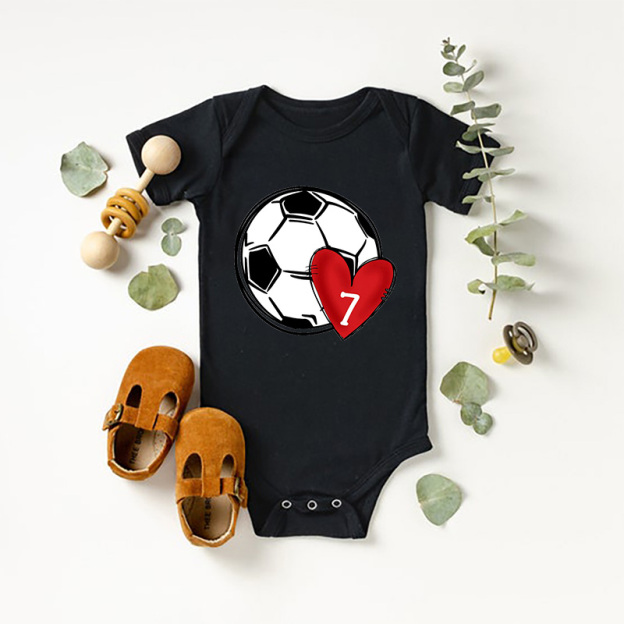 Custom Numbe&Heart Bodysuit For Baby