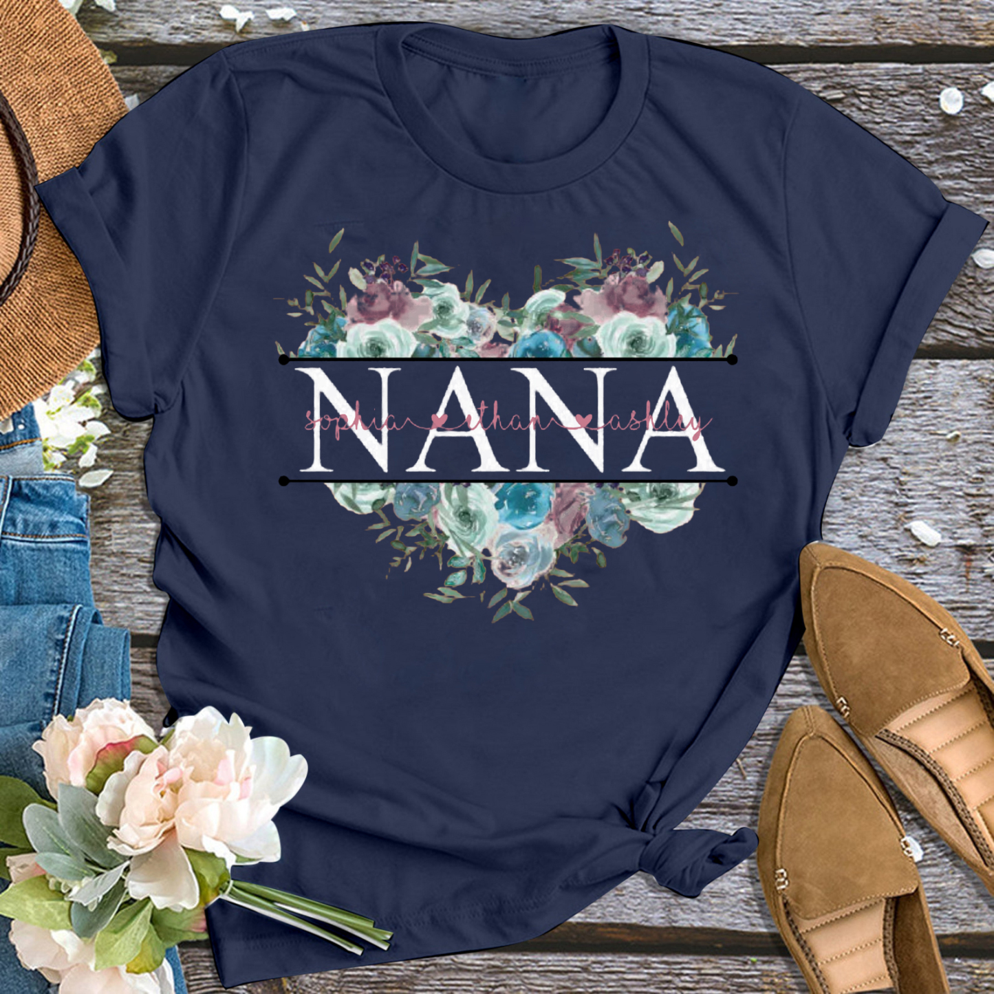 Flower Grandma Shirt Personalized With Name