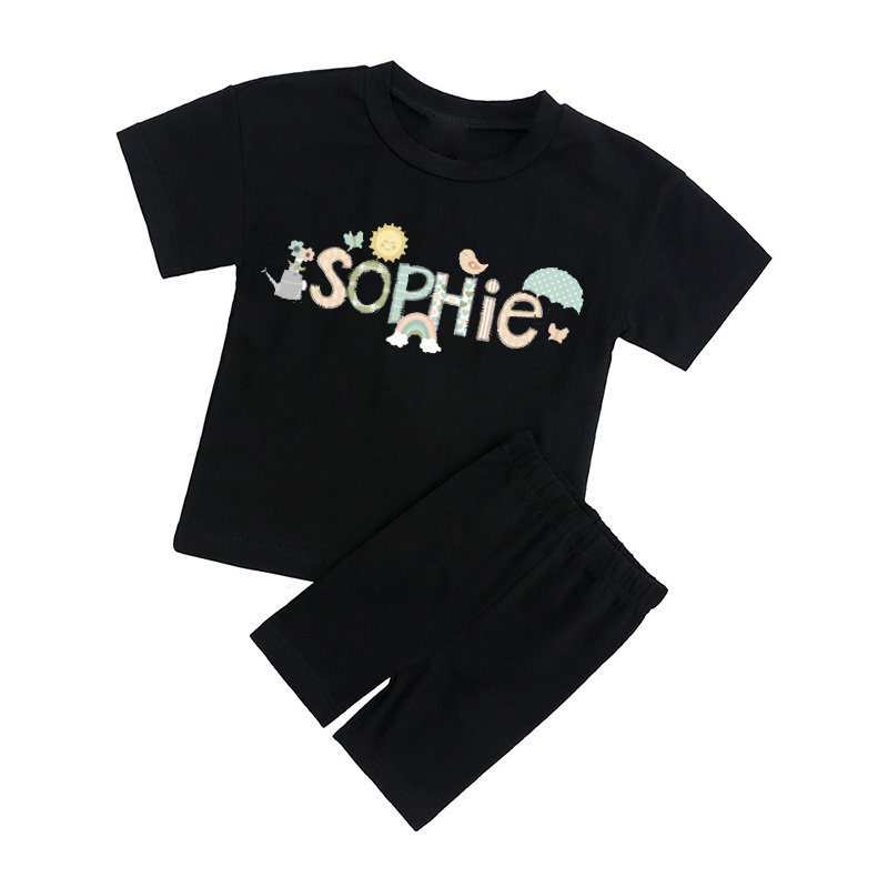 Personalized Doodle Alphabet Bundle Toddler Biker Shorts&Tee