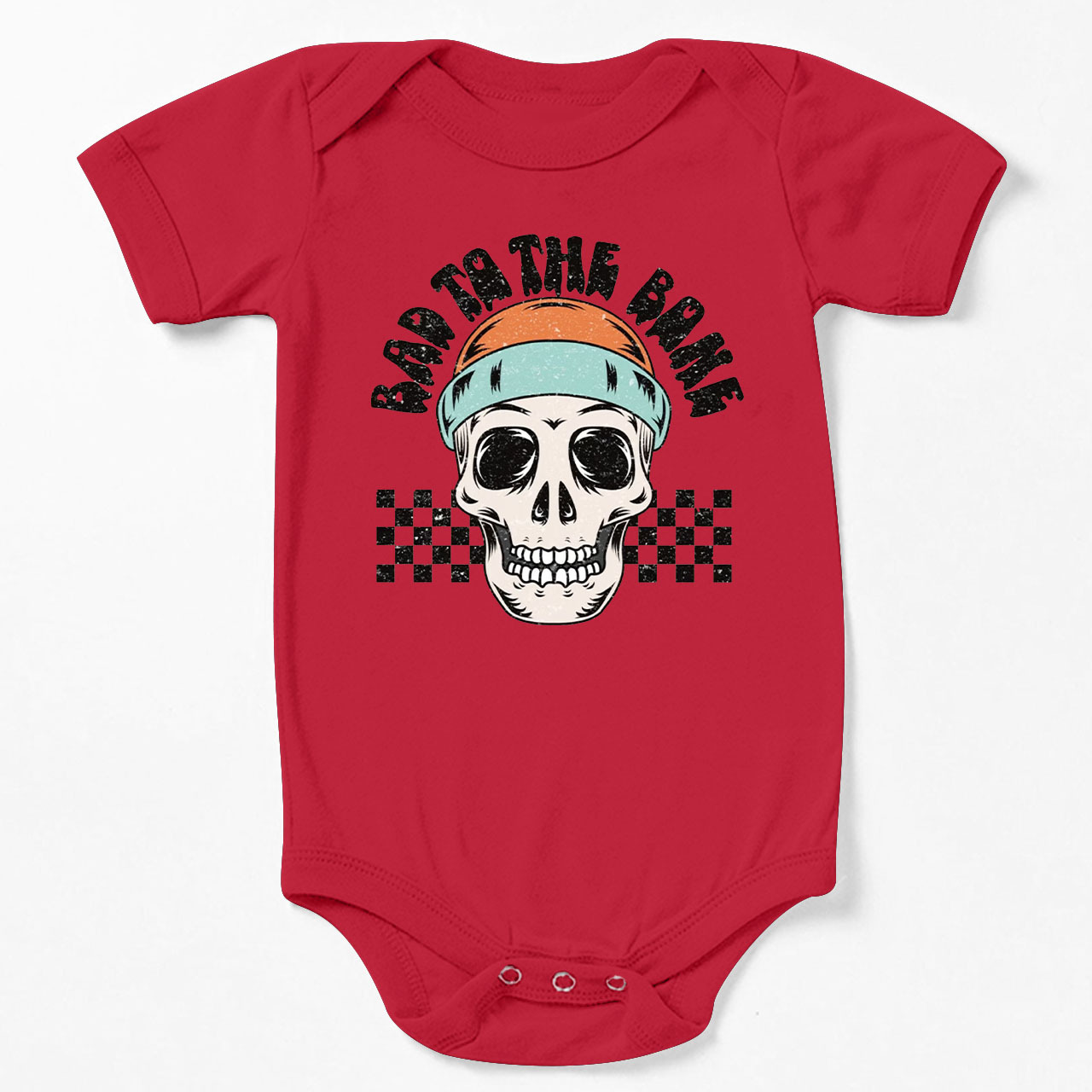 Bad To The Bone Skull Halloween Baby Bodysuit