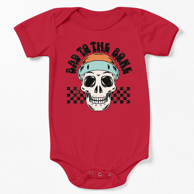 Bad To The Bone Skull Halloween Baby Bodysuit