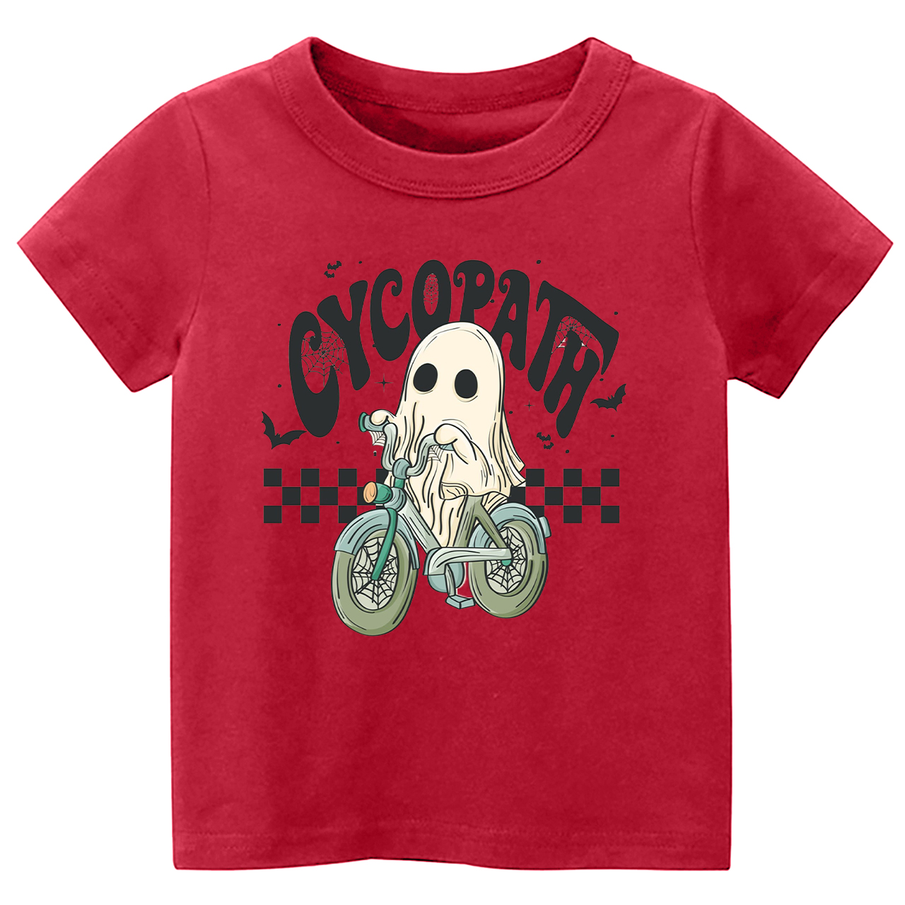 Funny Ghost On Bike Kids Halloween Tee