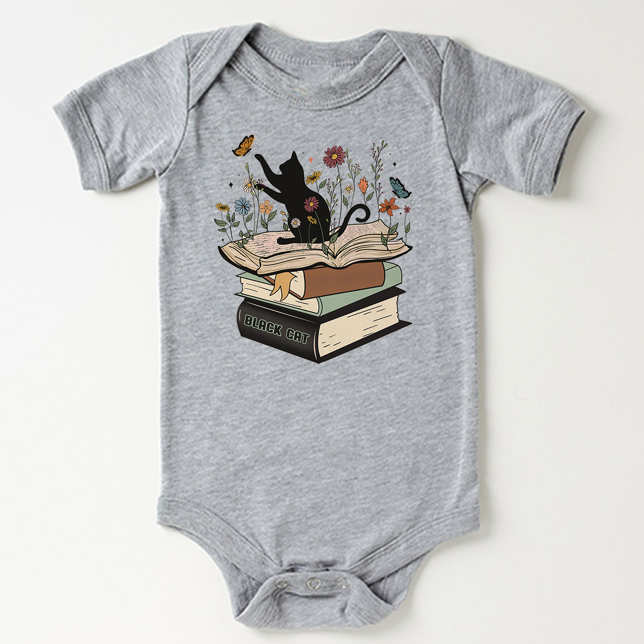 Halloween Playful Cat Flower Retro Bodysuit For Baby