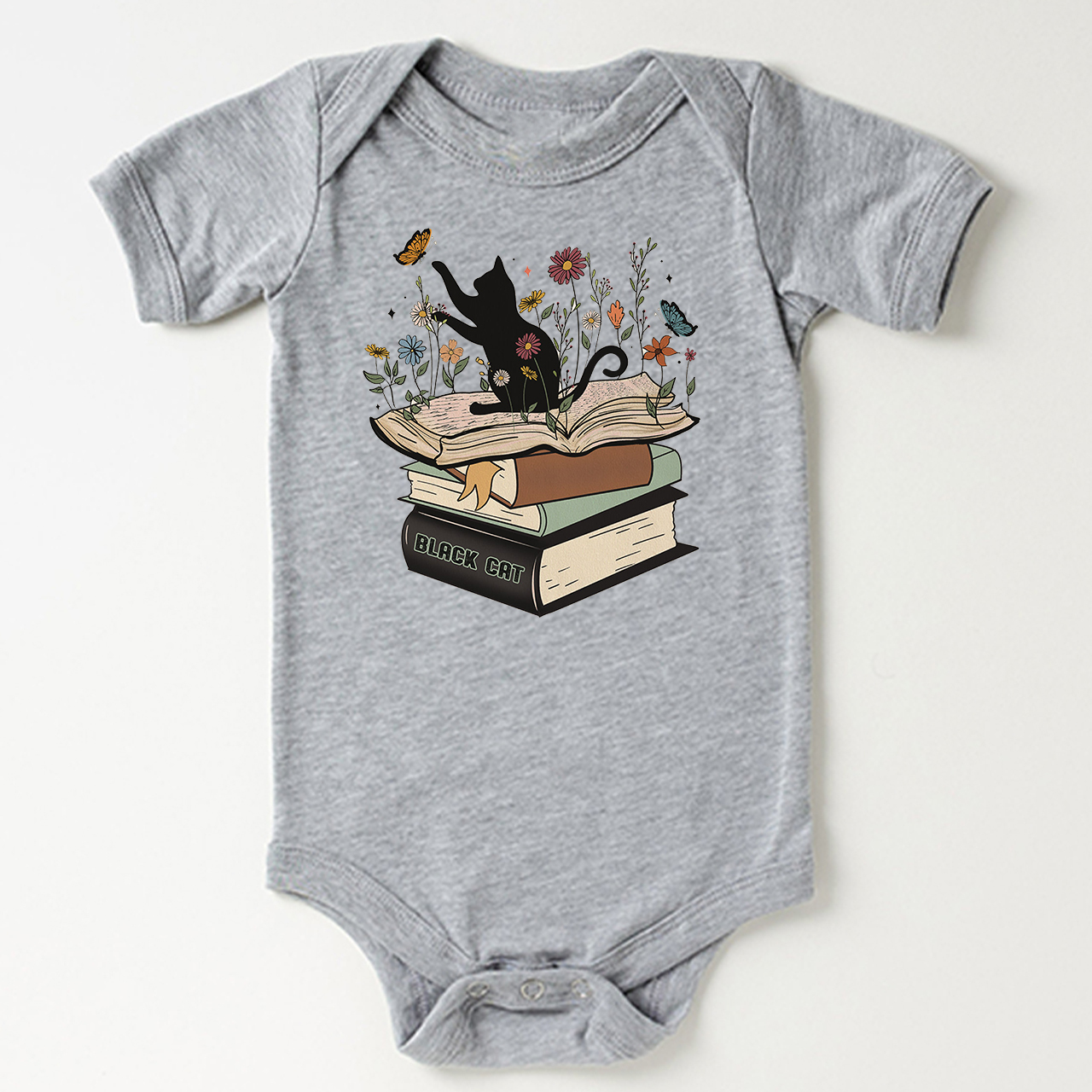 Halloween Playful Cat Flower Retro Bodysuit For Baby