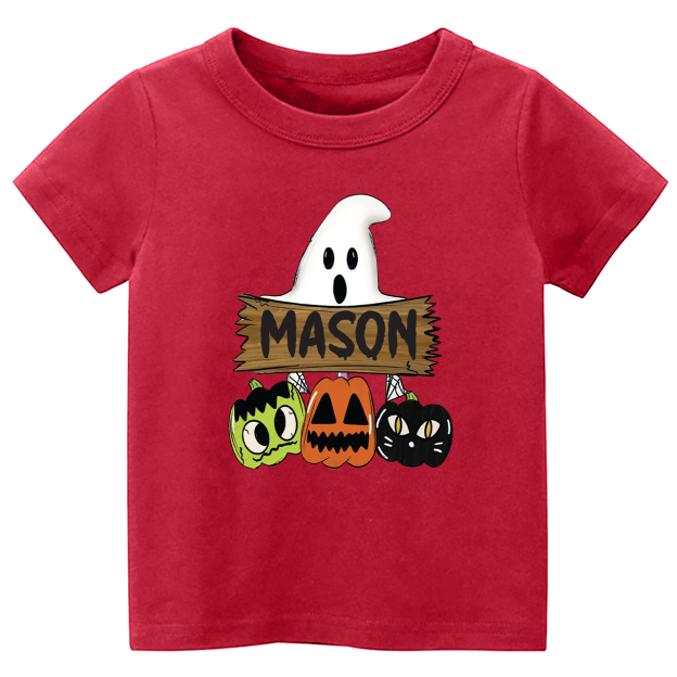 Custom Fall Halloween Pumpkin Cat Kids Shirt 