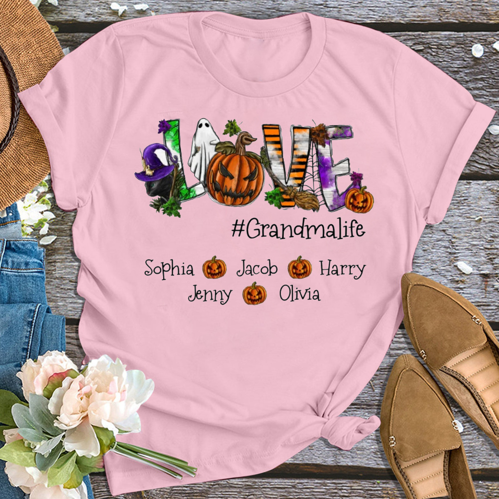 Evil Pumpkin Thanksgiving Personalized Grandma Shirt 
