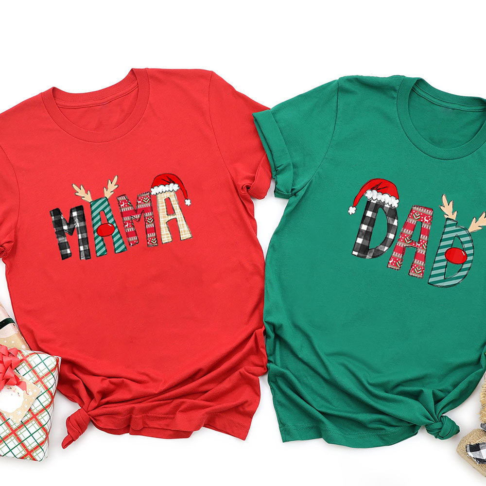 Personalized Christmas Reindeer Letters Family Matching Shirt
