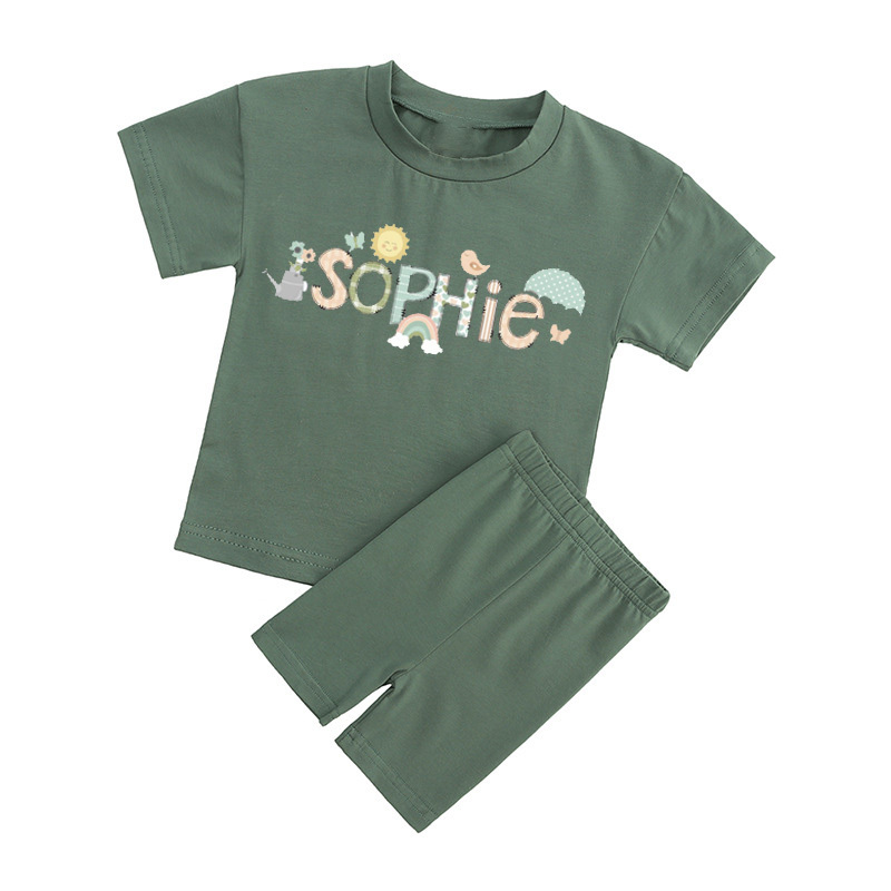 Personalized Doodle Alphabet Bundle Toddler Biker Shorts&Tee