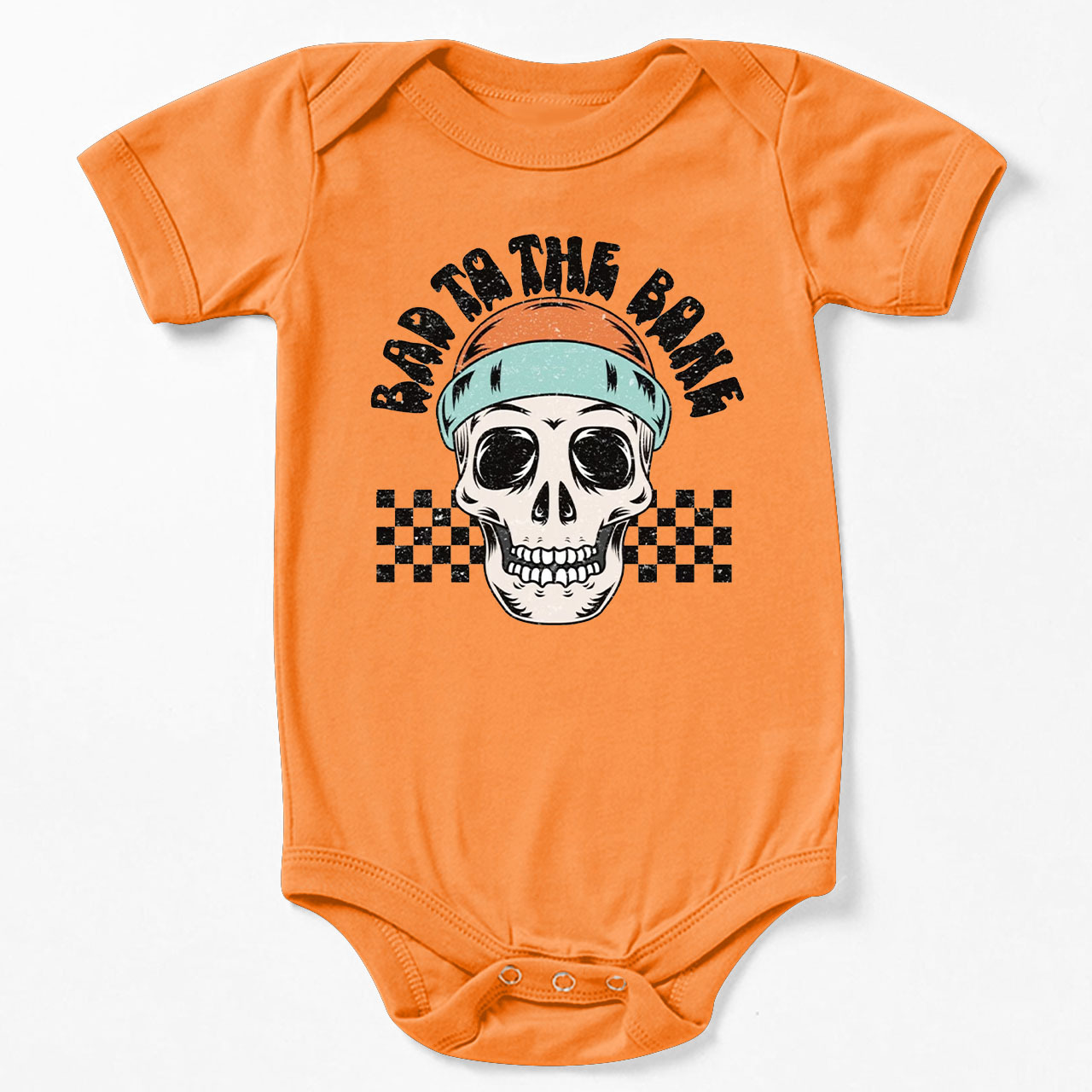 Bad To The Bone Skull Halloween Baby Bodysuit