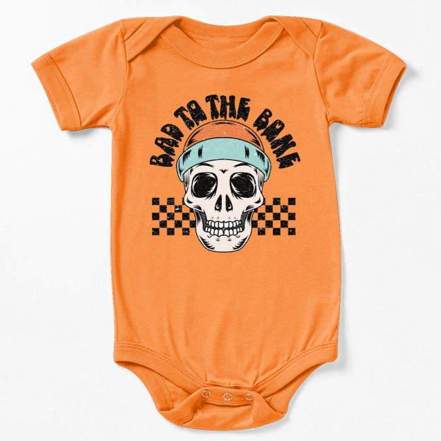 Bad To The Bone Skull Halloween Baby Bodysuit