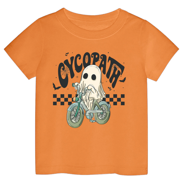 Funny Ghost On Bike Kids Halloween Tee