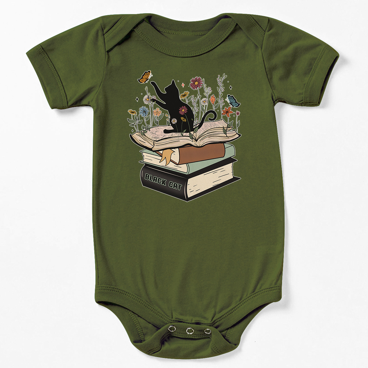 Halloween Playful Cat Flower Retro Bodysuit For Baby