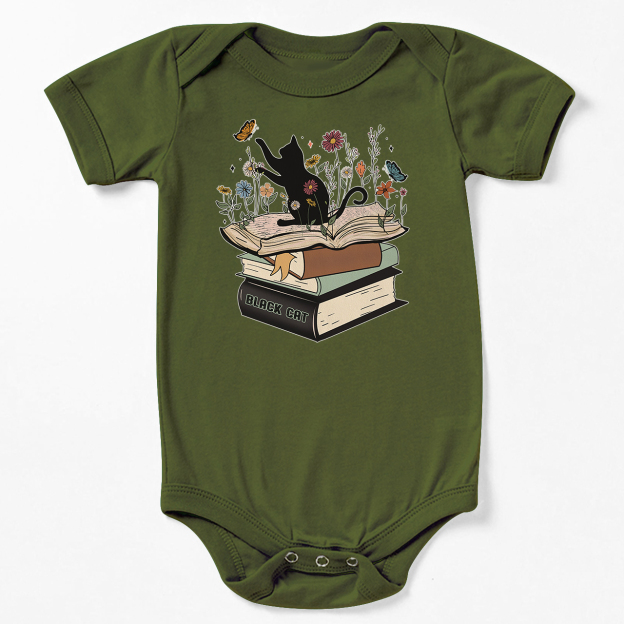 Halloween Playful Cat Flower Retro Bodysuit For Baby