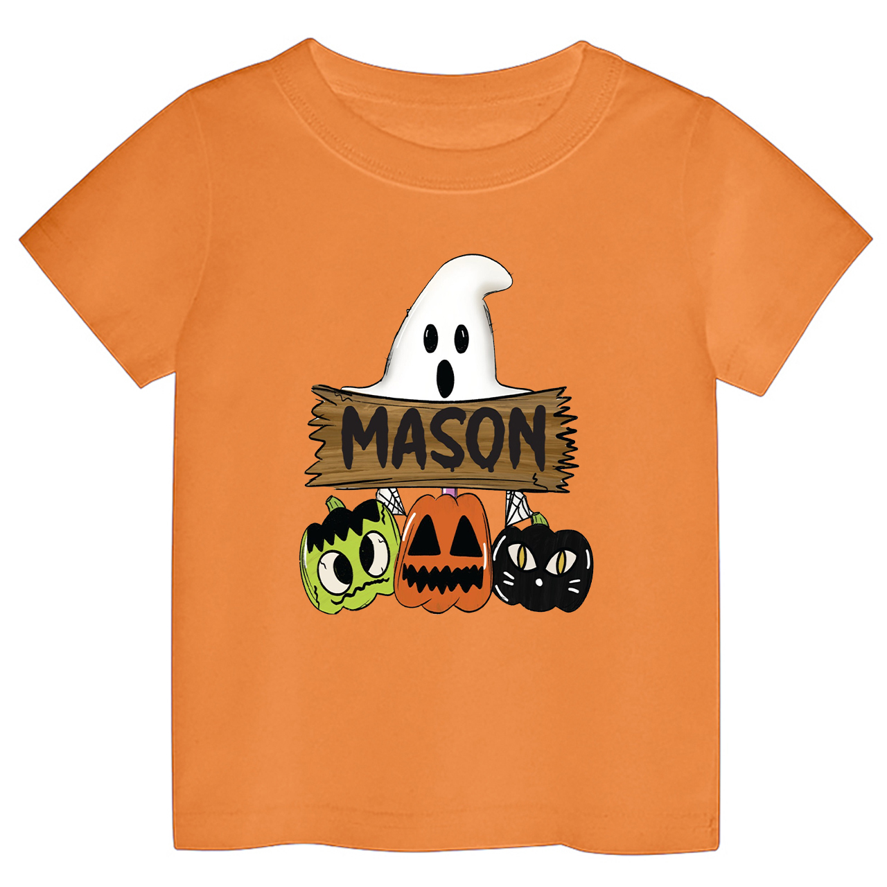 Custom Fall Halloween Pumpkin Cat Kids Shirt 