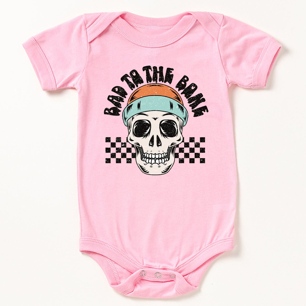 Bad To The Bone Skull Halloween Baby Bodysuit
