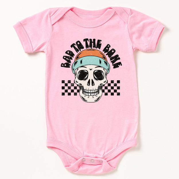 Bad To The Bone Skull Halloween Baby Bodysuit