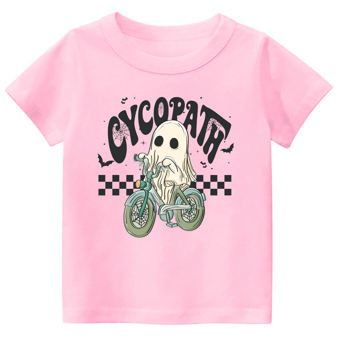 Funny Ghost On Bike Kids Halloween Tee