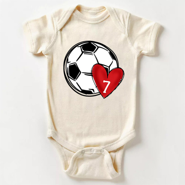 Custom Numbe&Heart Bodysuit For Baby