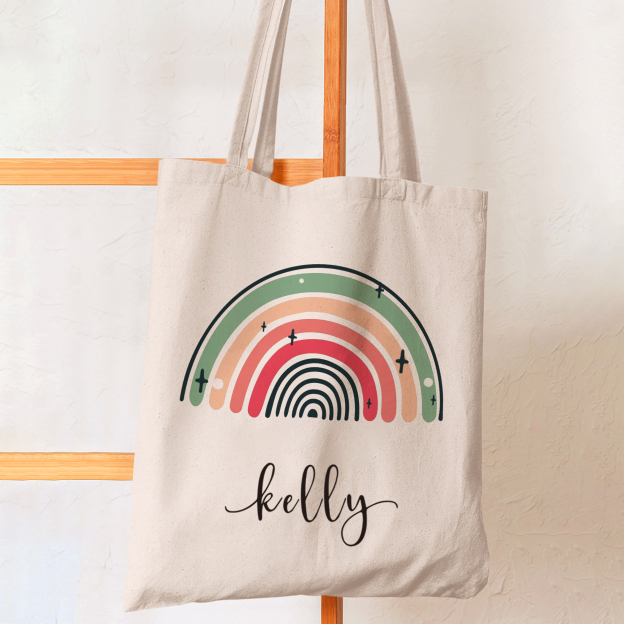 Personalized Colorful Kids Name School Tote Bag