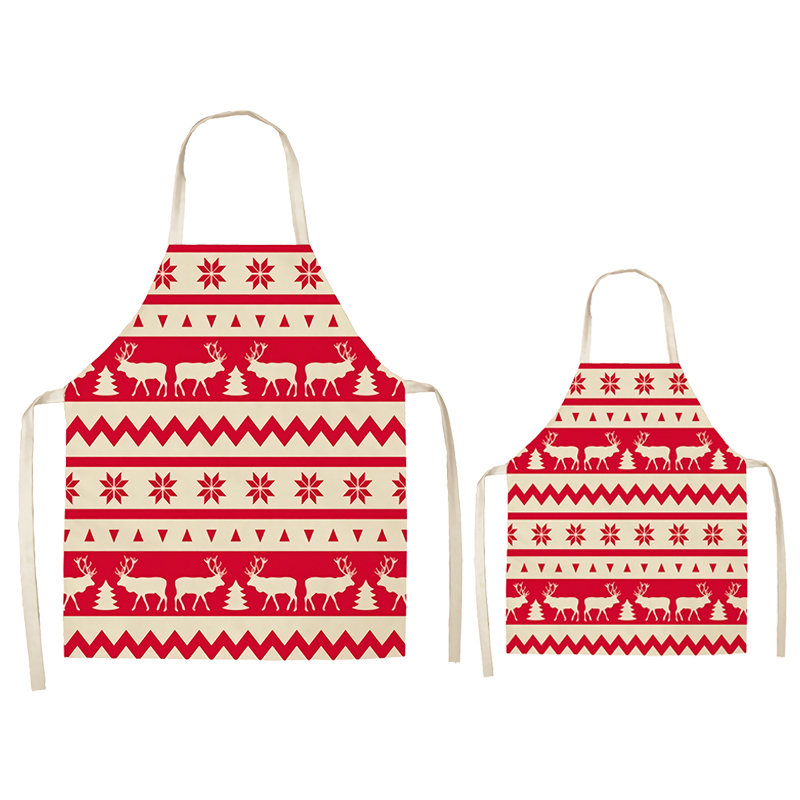 Red&White Stripes Christmas Apron Sets For Adult&Kids