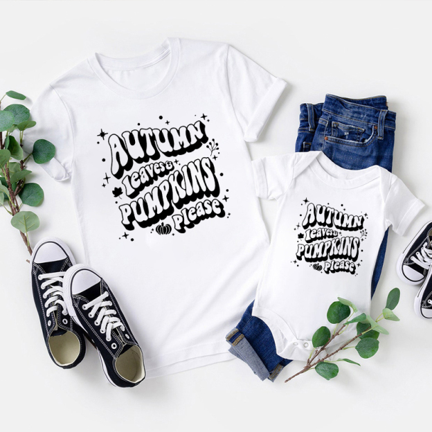 Autumn Leaves Pumpkin Please Family Matching Shirt 