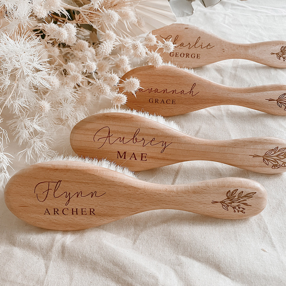 Personalised Wooden Baby Hairbrush