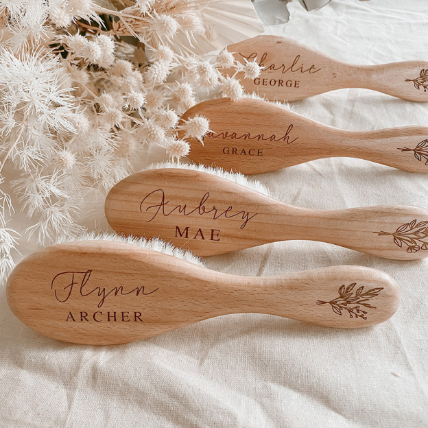 Personalised Wooden Baby Hairbrush