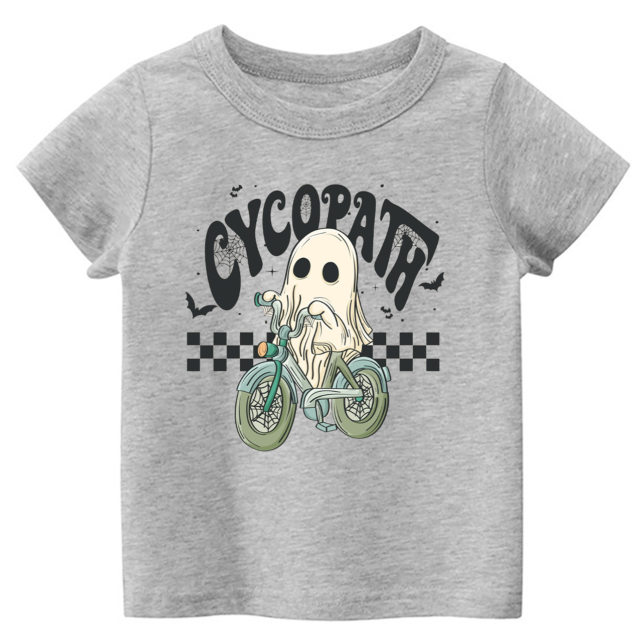 Funny Ghost On Bike Kids Halloween Tee