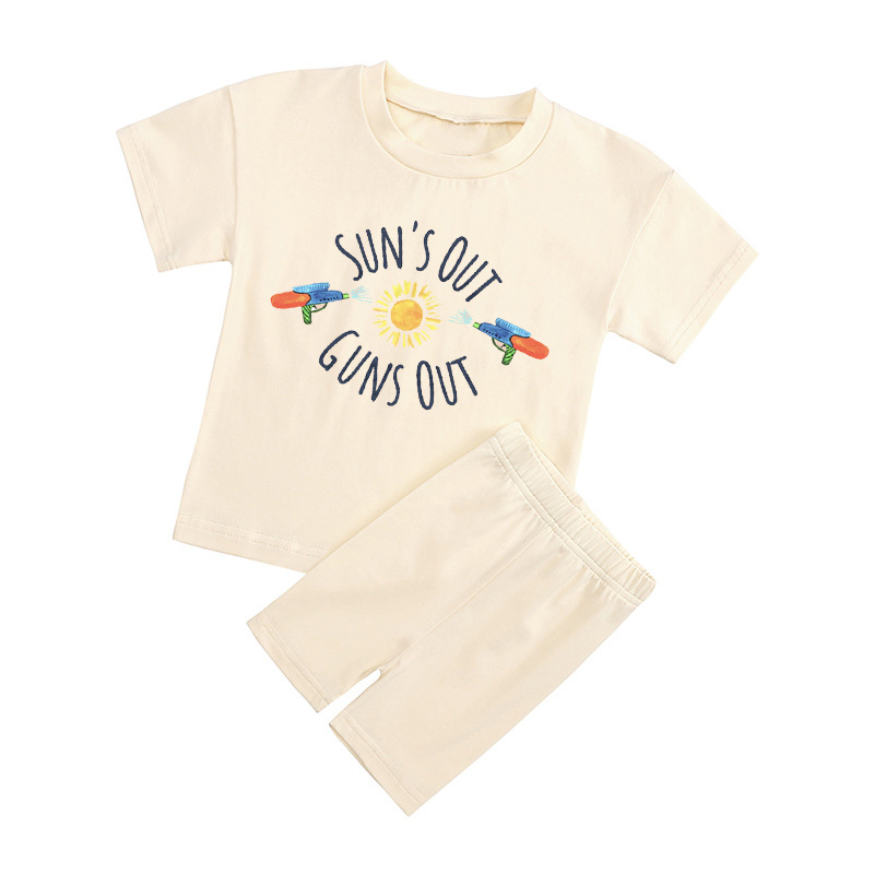 Sun's Out Cuns Out Kids Peach Boho Biker Shorts&Tee