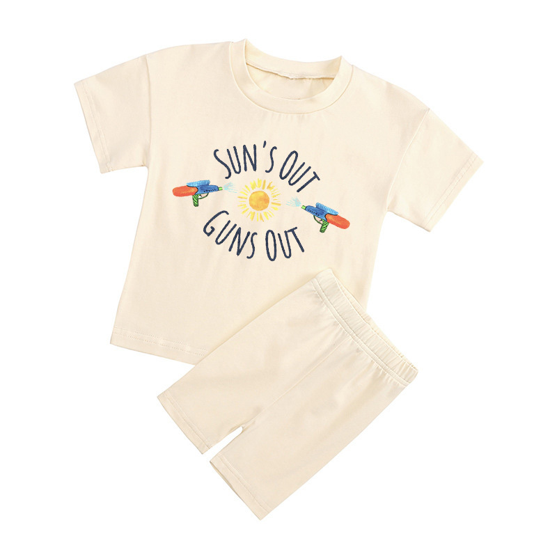 Sun's Out Cuns Out Kids Peach Boho Biker Shorts&Tee