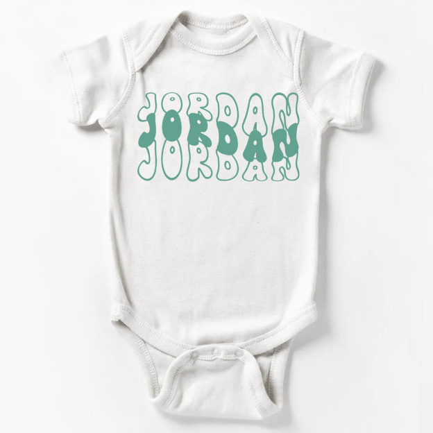 Custom With Retro Wavy Name Bodysuit For Baby