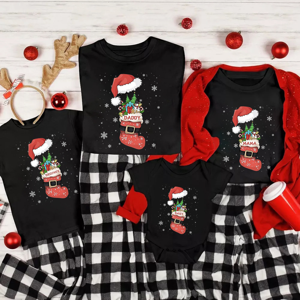 Personalized Christmas Hat&Boots Family Matching Shirt