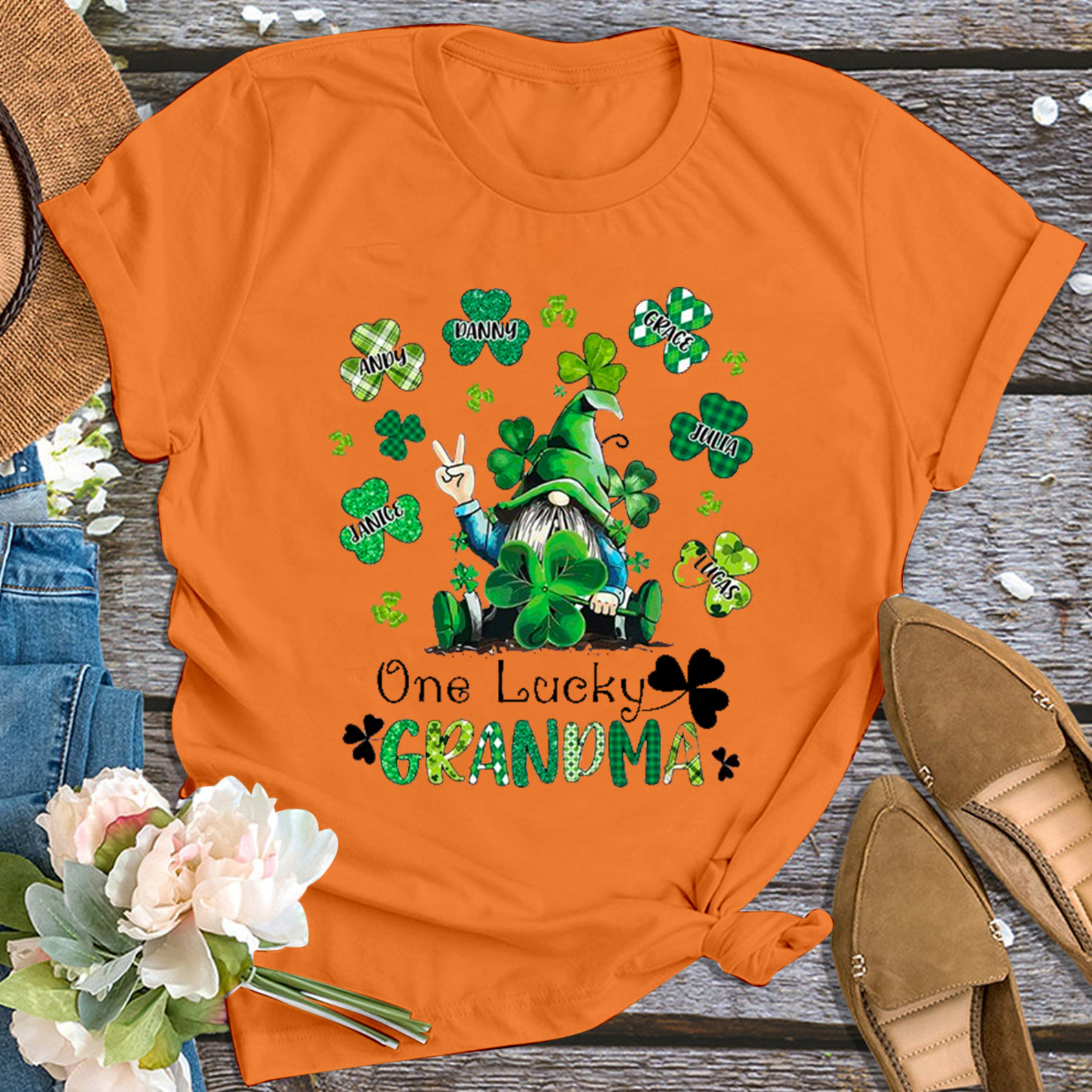 One Lucky Grandma Personalized Shirt