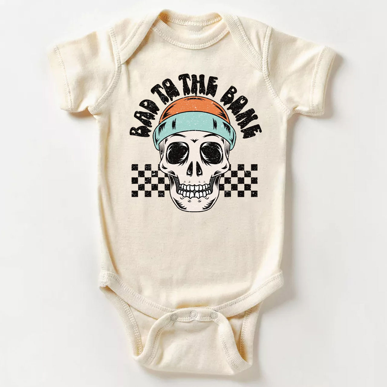 Bad To The Bone Skull Halloween Baby Bodysuit