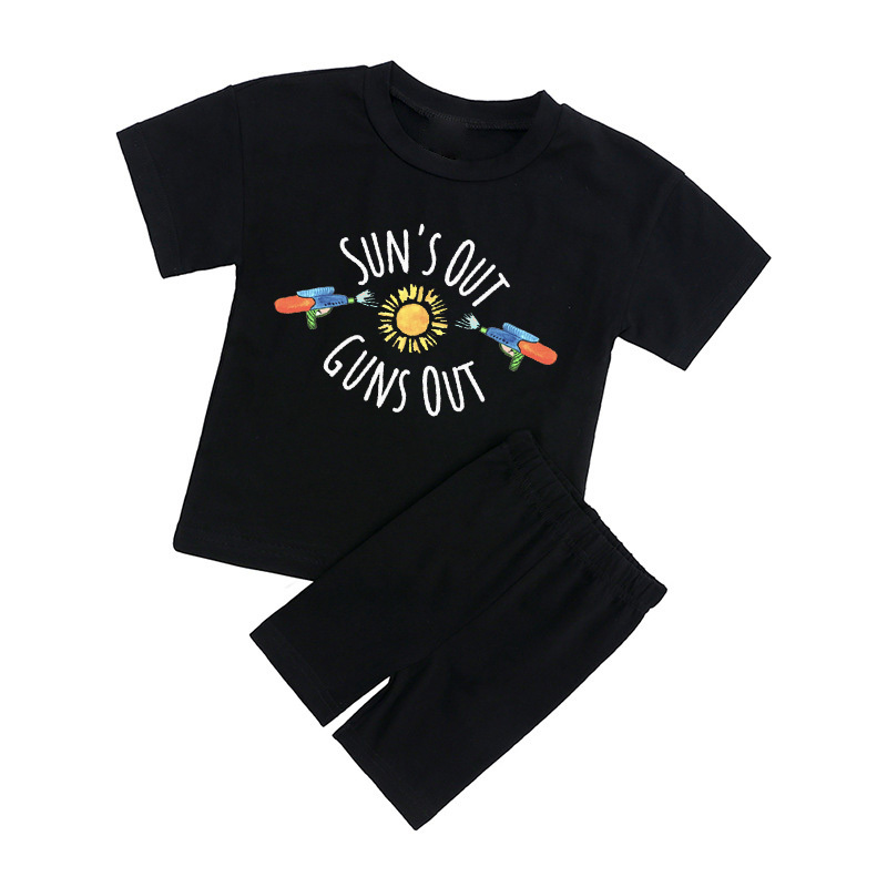 Sun's Out Cuns Out Kids Peach Boho Biker Shorts&Tee