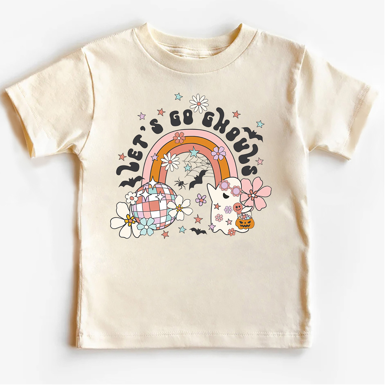 Let's Go Ghouls Retro Natural Toddler Shirt