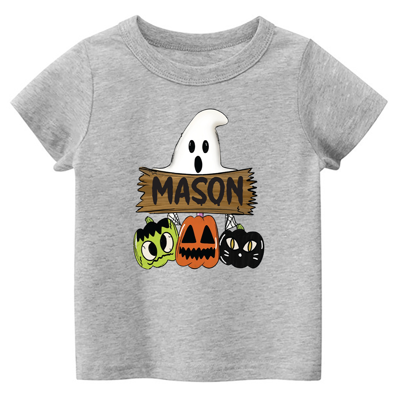 Custom Fall Halloween Pumpkin Cat Kids Shirt 