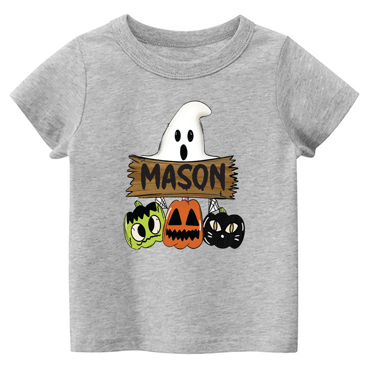 Custom Fall Halloween Pumpkin Cat Kids Shirt 